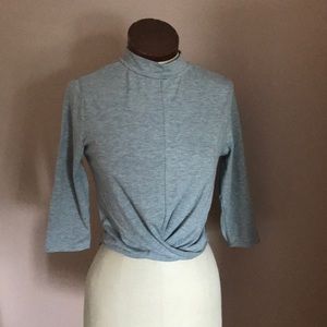 Light gray high neck crop shirt
